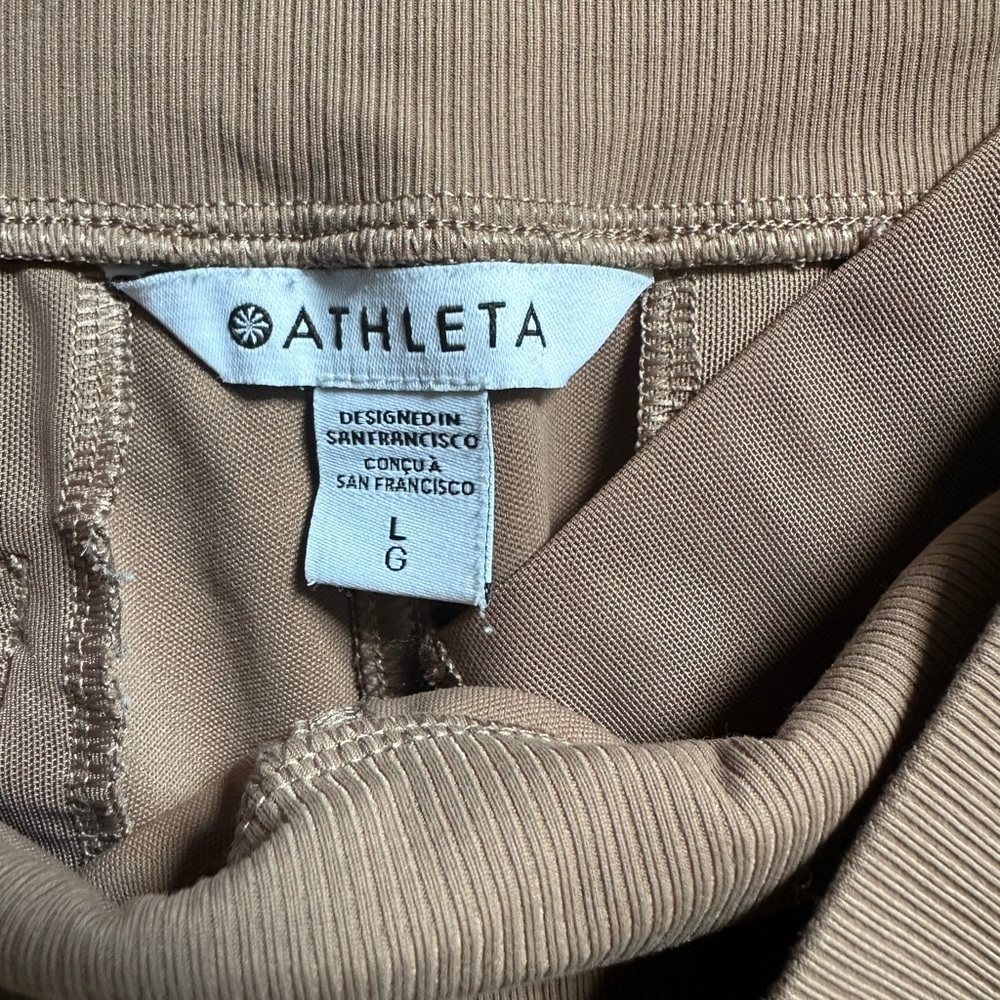 Athleta Brown and White Joggers with Sporty Stripes Size L - Picture 8 of 15